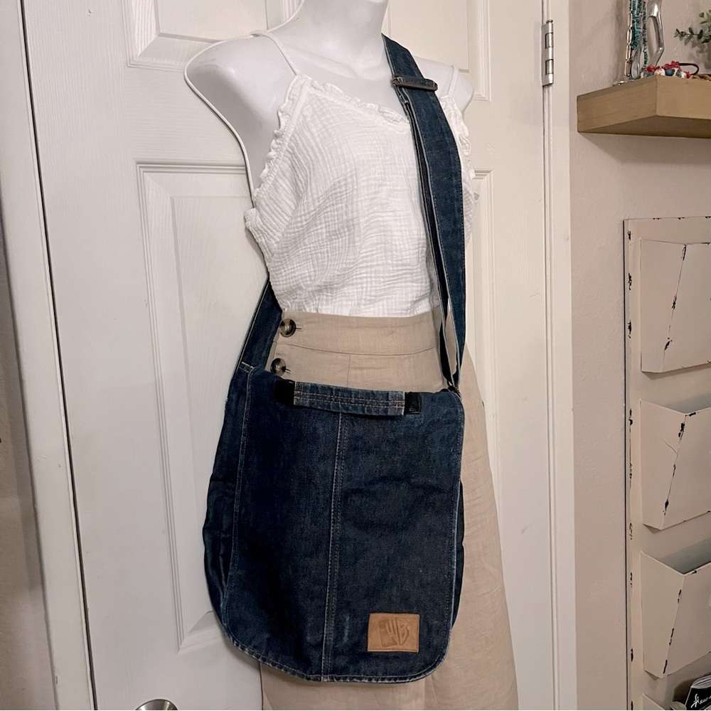 WB Dark Denim Crossbody Laptop Bad Purse